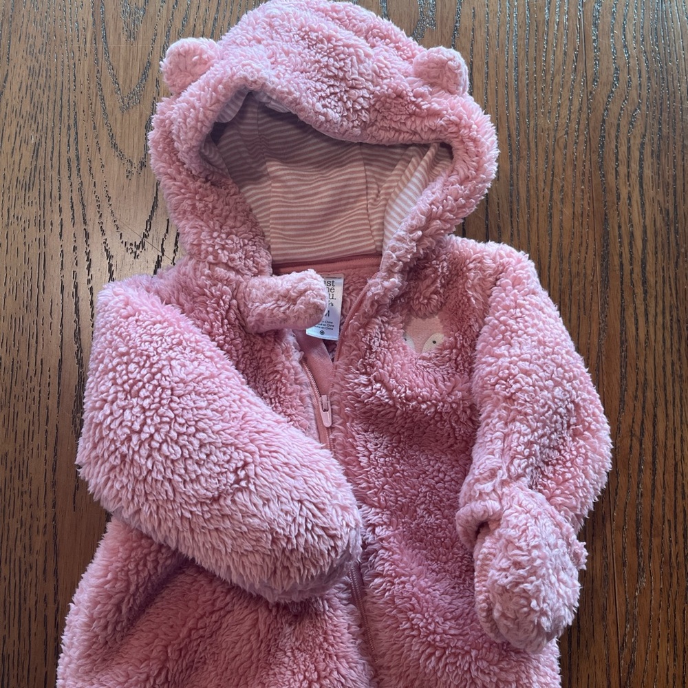 Carter's Pink Fuzzy Baby Bunting girls 3 months